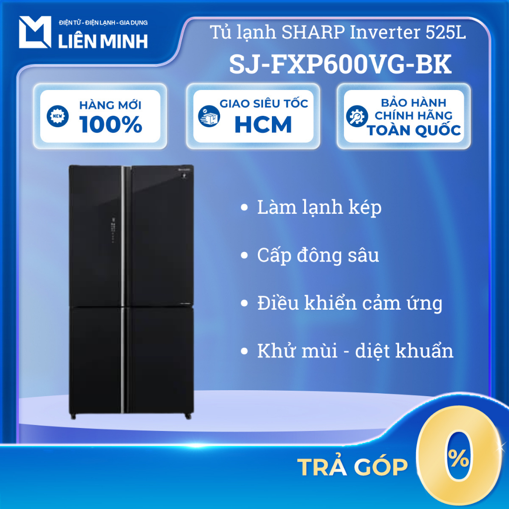 SJ-FXP600VG-BK - Tủ Lạnh Sharp Inverter 525 Lít SJ-FXP600VG-BK [SHIP 0Đ HCM]