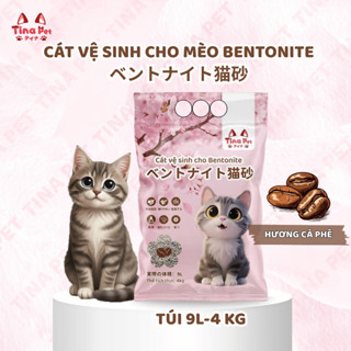 Cát đất sét, cát vệ sinh cho mèo TINA PET | MÙI CÀ PHÊ vón cục, ít bụi, mùi thơm | 4kg/ túi