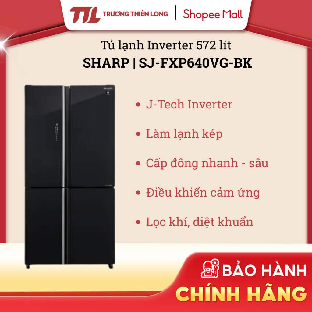 SJ-FXP640VG-BK - Tủ Lạnh Sharp Inverter 567L SJ-FXP640VG-BK [FREESHIP HCM]