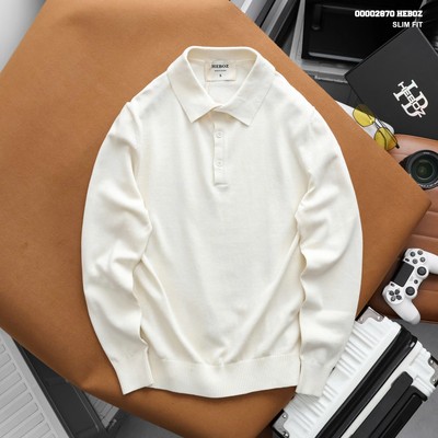 Áo polo nam Heboz len cotton mỏng dài tay 4M basic  - 00002870