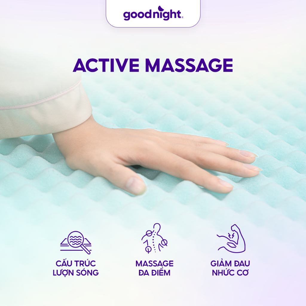 [24-25/6 TẶNG GỐI] Nệm Foam Cấu Trúc Lượn Sóng Goodnight Massage 9/10cm, nệm foam êm, đệm foam | BigBuy360 - bigbuy360.vn