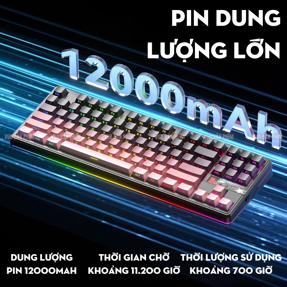 Bàn phím cơ không dây Aula F87 pro ver 2 mạch xuôi, 3 mode, led rgb, hostswap, logo điều chỉnh theo âm nhạc | BigBuy360 - bigbuy360.vn