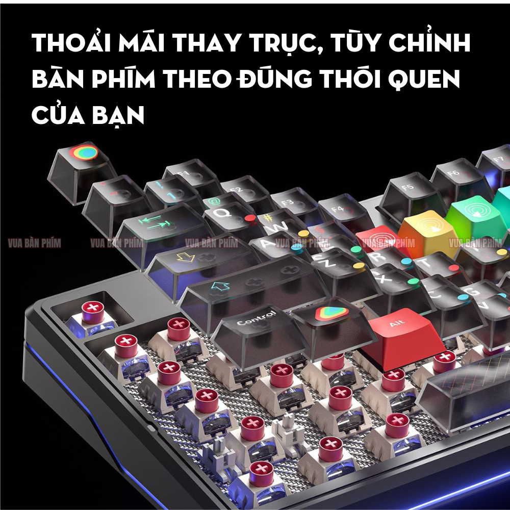 Bàn phím cơ không dây Aula F87 pro ver 2 mạch xuôi, 3 mode, led rgb, hostswap, logo điều chỉnh theo âm nhạc | BigBuy360 - bigbuy360.vn