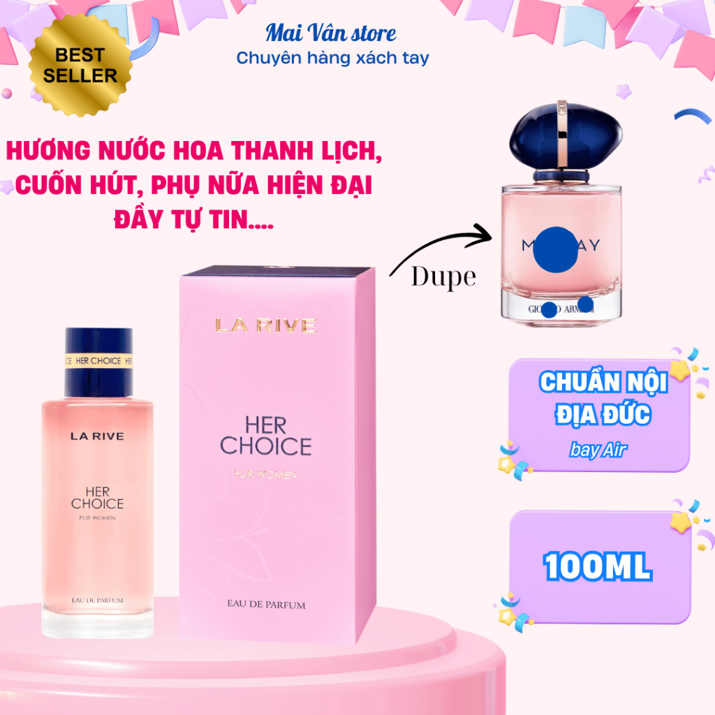 Nước hoa nữ La Rive Her Choice thanh lịch, tự tin cuốn hút cho phụ nữ hiện đại Nội địa Đức 100ml - M