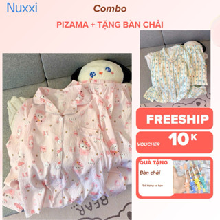  Pizama cho bé 4 màu chất đũi xốp in hoạt hình đáng yêu thời trang thu đông bé gái 