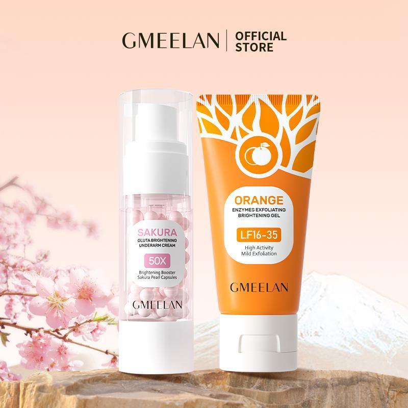 2PCS GMEELAN Gel Tẩy Tế Bào Chết Da Mặt 50g+Dưỡng Nách Kem hỗ trợ Sakura Underarm Cream 30g