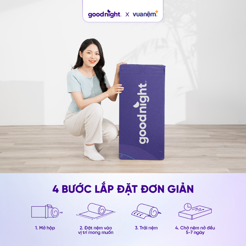 [TẶNG 2 GỐI] Nệm Gấp 3 Vua Nệm Goodnight Core (Akita) 8cm, Nệm Foam, Đệm sinh viên | BigBuy360 - bigbuy360.vn
