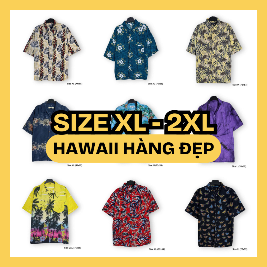 (HAWAII HÀNG ĐẸP SIZE XL 2XL 3XL) Áo Sơ Mi Hawaii hoa họa tiết Size XL 2XL 3XL Hàng Đẹp Unisex 2hand
