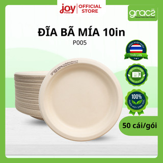  50 đĩa bã mía Gracz 10in hàng Thái cao cấp 100% từ thiên nhiên thân thiện môi trường P005 