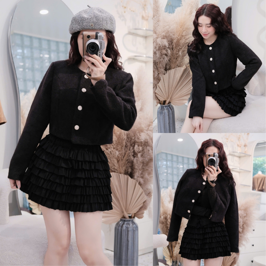 EMLYvn- Áo khoác Dạ Nữ Lông Thỏ Dáng Crop Cao Cấp, Áo Dạ Nữ Lông Thỏ Sang Trọng Mùa Thu Đông 2025 | BigBuy360 - bigbuy360.vn