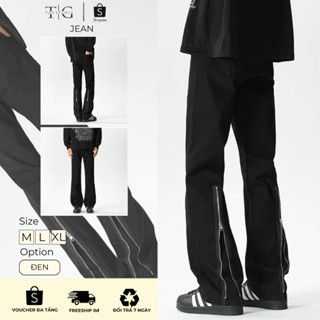  Quần Jean Ống Loe ,Quần Bò Nam Khóa Kéo Che Gót Phủ Giày Đậm Phong Cách Douyin J27 