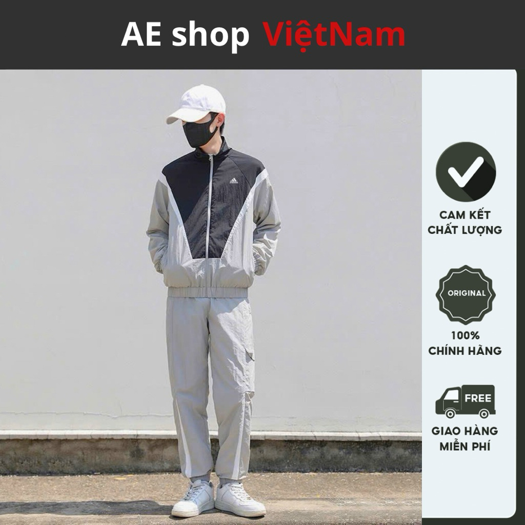Bộ gió thể thao nam hàng hiệu xuất dư Ae Shop MK2588. Bộ quần áo thu đông cao cấp túi khoá bo tay ch