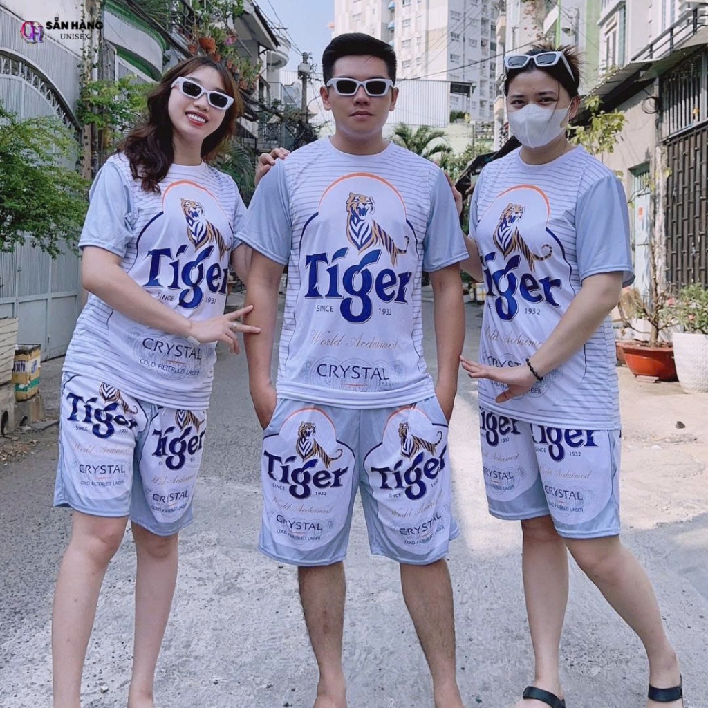 Đồ bộ thể thao nam mặc nhà mùa hè chất vải thun lạnh bia TIGER BẠC mềm mại CHP k1
