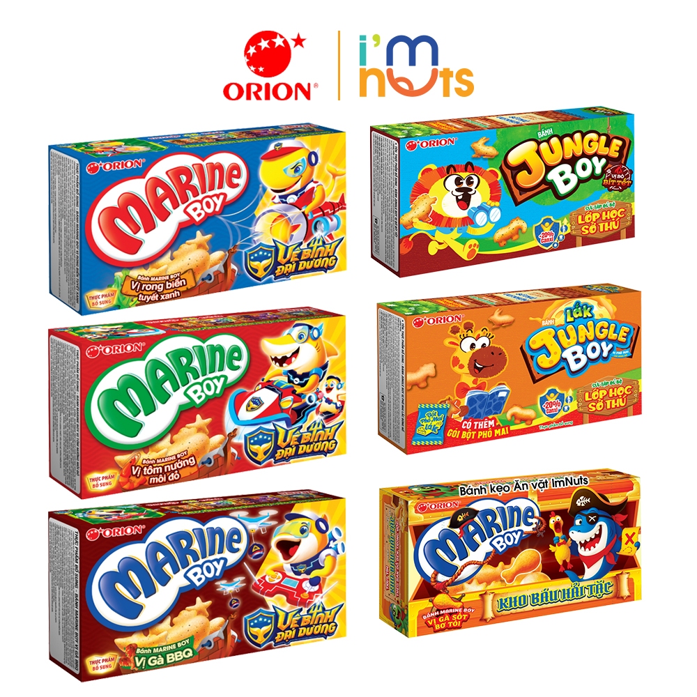 Combo 3 Hộp Snack Bánh Cá Marine Boy Và Bánh Khủng Long Jungle Boy Đủ Vị