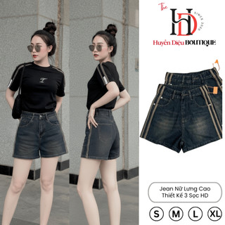  Quần Short Jean Nữ Lưng Cao 3 Sọc Bên Hông Chất Jean Mềm Mịn Cao Cấp J866 Huyền Diệu Boutique 