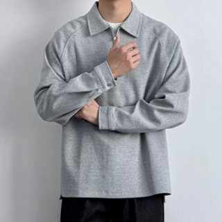  Áo Sweater Dài Tay Unisex Cổ Polo Chất Liệu Nỉ 2 Da Cotton 100% Phong Cách Hàn Quốc Vesca M39 