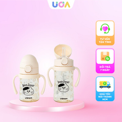 Bình tập uống PPSU Ubmom một chạm kèm ống hút - 200ml/280ml