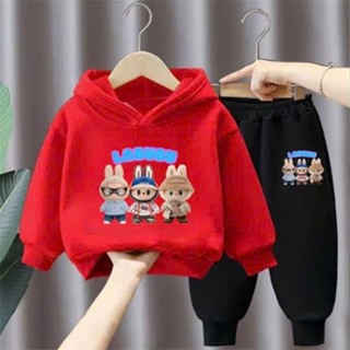  XẢ HÀNG NGHỈ BÁN set bộ nỉ cho bé trai bé gái in hoạ tiết LABUBU THỎ HỒNG siêu yêu cho bé từ 6-30kg 