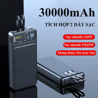 Sạc dự Phòng 30000mah 20000mah2 Dây Nhanh PD20W và  Tích Hợp 3 đầu ra 2 đầu vào có đèn LED hiển thị