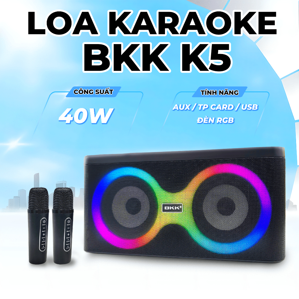 (Chính Hãng) Loa Bluetooth Mini Karaoke Kèm Micro BKK-K5 - Âm Thanh Sống Động, Bass Căng