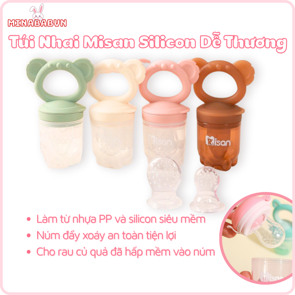 Túi nhai ăn dặm, Túi nhai chống hóc Misan cho bé hình thỏ đáng yêu