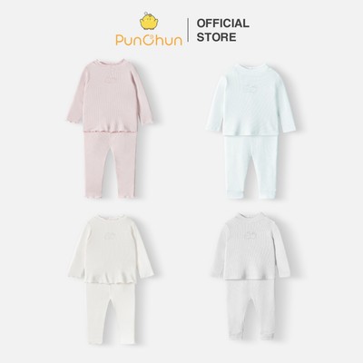[PUNCHUN 9M-5Y] Bộ quần áo dài cổ lọ thun tăm Tea cho bé Punchun