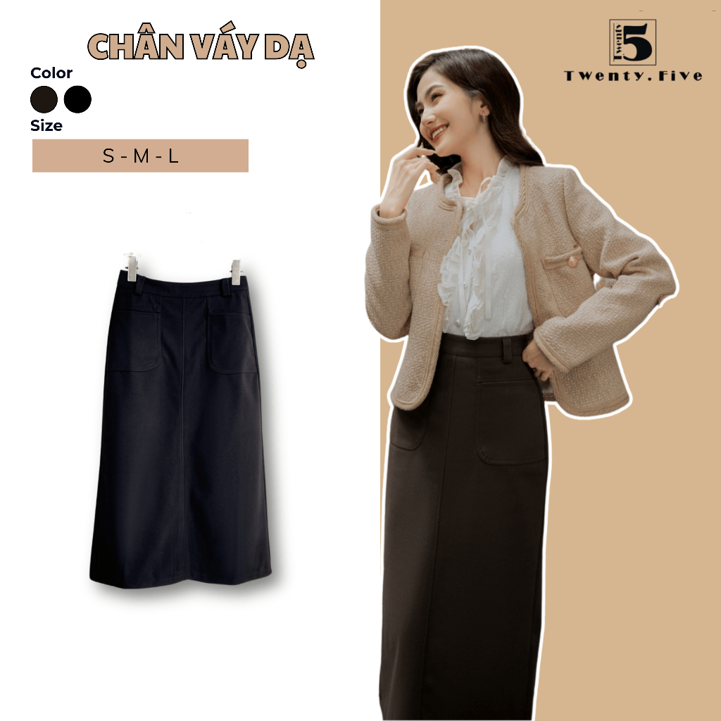 Chân váy dạ xòe dáng dài,kiểu loe đuôi cá Twenty.5 -  5272