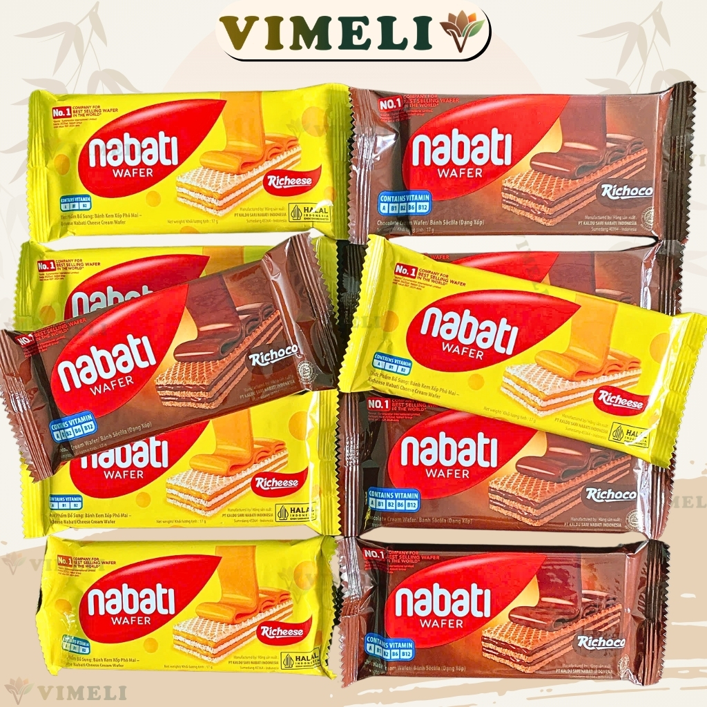 [ 10 Cái ] Bánh Xốp Nabati Nhân Kem Vị Phô Mai Thơm Ngon - Bánh Xốp Nabati Mix Vị - Nabati VIMELI