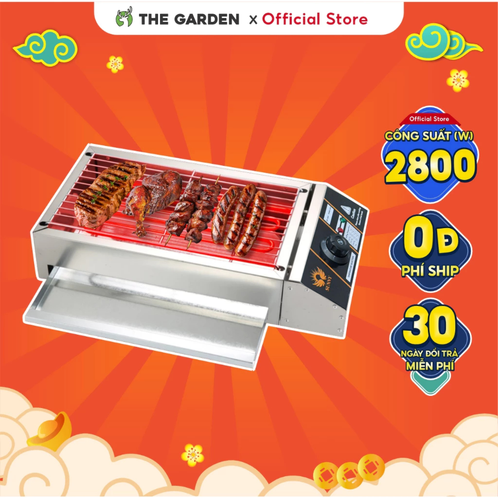 Bếp nướng điện không khói đa năng SUNNY công suất 2800W chất liệu INOX 304 làm trà sữa đất nung, thịt nướng