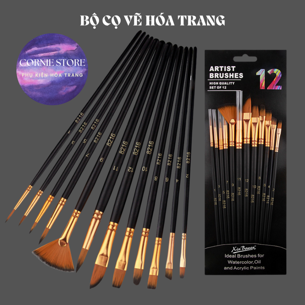 Bộ Cọ Vẽ Hóa Trang Body Painting Face Painting Chuyên Nghiệp Halloween - CORNIE STORE