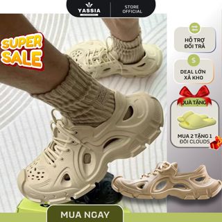   SALE XẢ KHO  Dép Đúc Nguyên Khối YASSIA T-REX Chống Trơn Trượt Giày Thể Thao Buộc Dây Thoáng Khí 