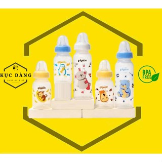  Bình sữa Pigeon PP Tiêu chuẩn cho bé Bình sữa cổ hẹp em bé Họa Tiết hình thú 120ml 240ml 
