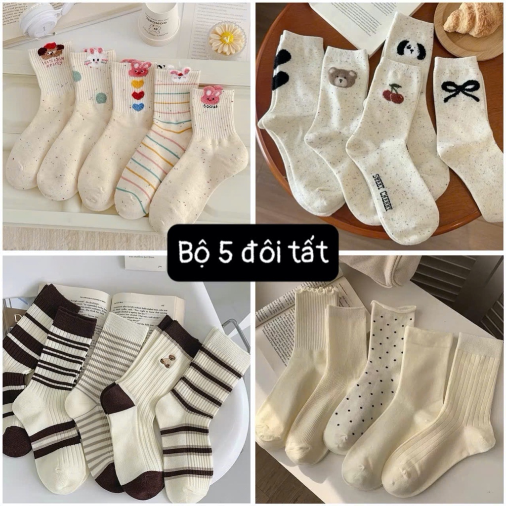 Set 5 tất nhiều mẫu nhiều họa tiết hot trend  Milky 2026 H3
