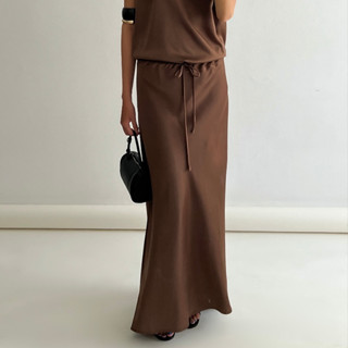  Chân váy lụa dài Omai thiết kế freesize dây rút - Mẹ bầu mặc được - BCV02 