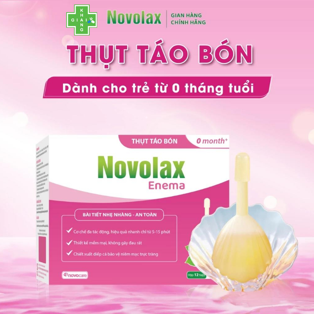 Thụt táo bón Novolax Enema cho bé dưới 3 tuổi (Hộp 12 tube)