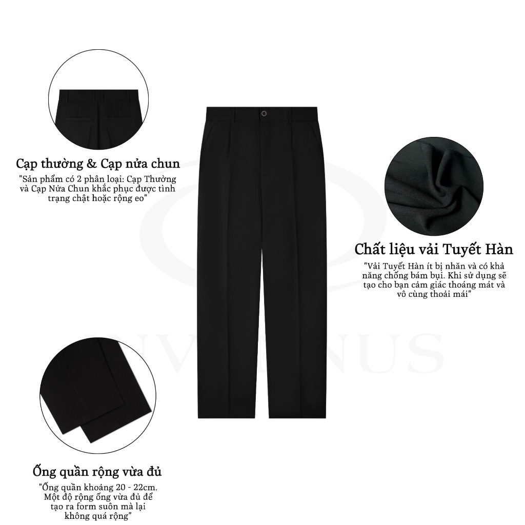 Quần tây nam ống suông INVENNUS cạp cao, quần âu nam tôn dáng vải tuyết hàn thoáng khí [302] | BigBuy360 - bigbuy360.vn