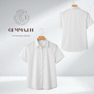  Áo sơmi bầu GEMMA.LH màu trắng cổ sơmi cho chị bầu mặc công sở . size từ 40kg đến 120kg      A15   