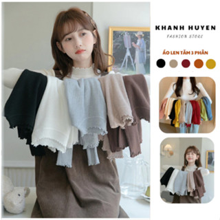  Áo Len Tăm Cổ 3 Phân Viền Bèo Nữ KH 143 -  Áo Len Dài Tay Giữ Nhiệt Cao Cấp Form Ôm Body Hàng Quảng Châu 