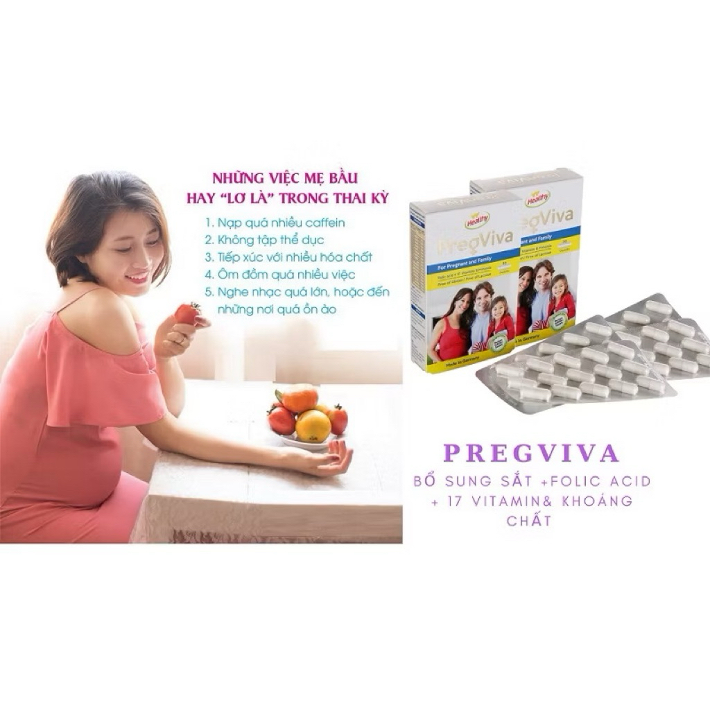 Vitamin tổng hợp của Đức Pregviva bổ sung Vitamin khoáng chất cho phụ nữ mang thai - Acid folic + 17