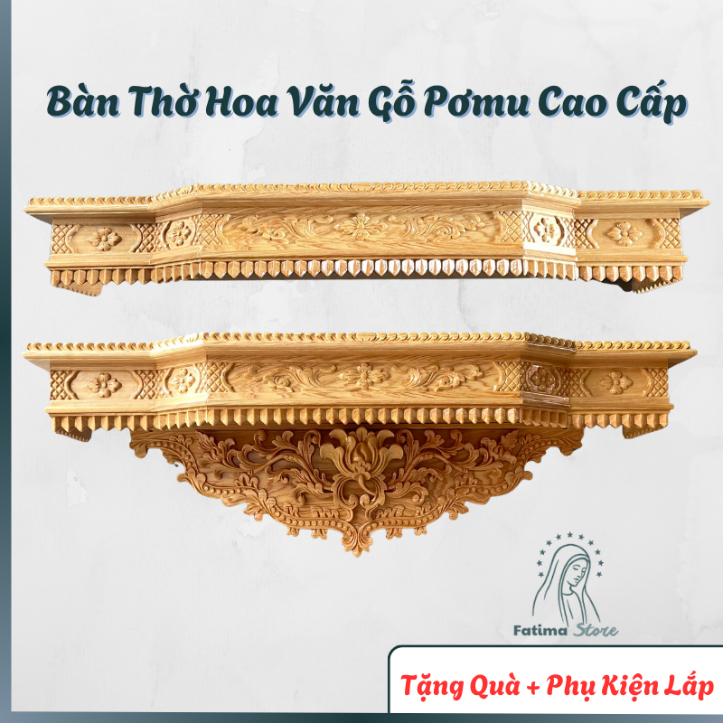 Bàn Thờ Hoa Văn Gỗ Pơmu Cao Cấp | Bàn Thờ Công Giáo – Bàn Thờ Gia Tiên Sang Trọng, Bền Đẹp