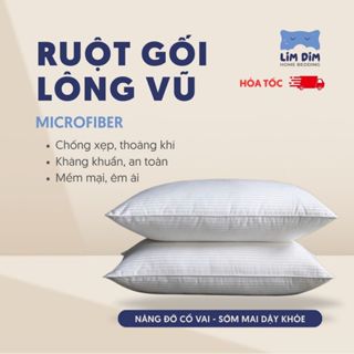 Ruột Gối Lông Vũ Nhân Tạo Microfiber Lim Dim Bedding Cao Cấp ,Êm Ái, Kháng Khuẩn Cho Giấc Ngủ Sâu