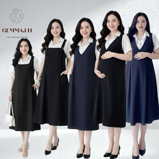  Yếm bầu  lẻ GEMMA.LH màu đen và xanh đen,phong dáng A,có nút cài eo từ 45 đến 120kg 
