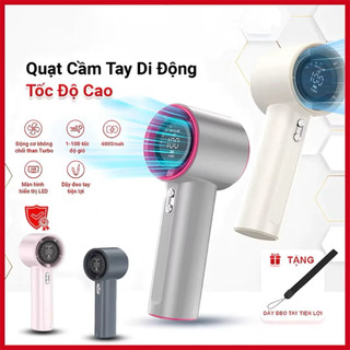 Quạt Cầm Tay Turbo Tốc Độ Gió Cực Mạnh - Quạt Làm Mát Nhanh,Quạt tích điện mini hiển thị led 