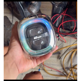  Đầu đèn xe điện 133  I Bike chạy viền 7 màu siêu sáng gắn xe điện 48-60v 