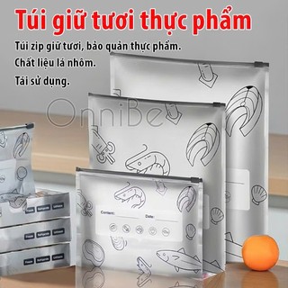  Set 50 Túi Zip Bạc Bảo Quản Thực Phẩm Tươi Sống - Túi Zip Lá Nhôm Bạc Mỏng Tái Sử Dụng Lâu Dài 