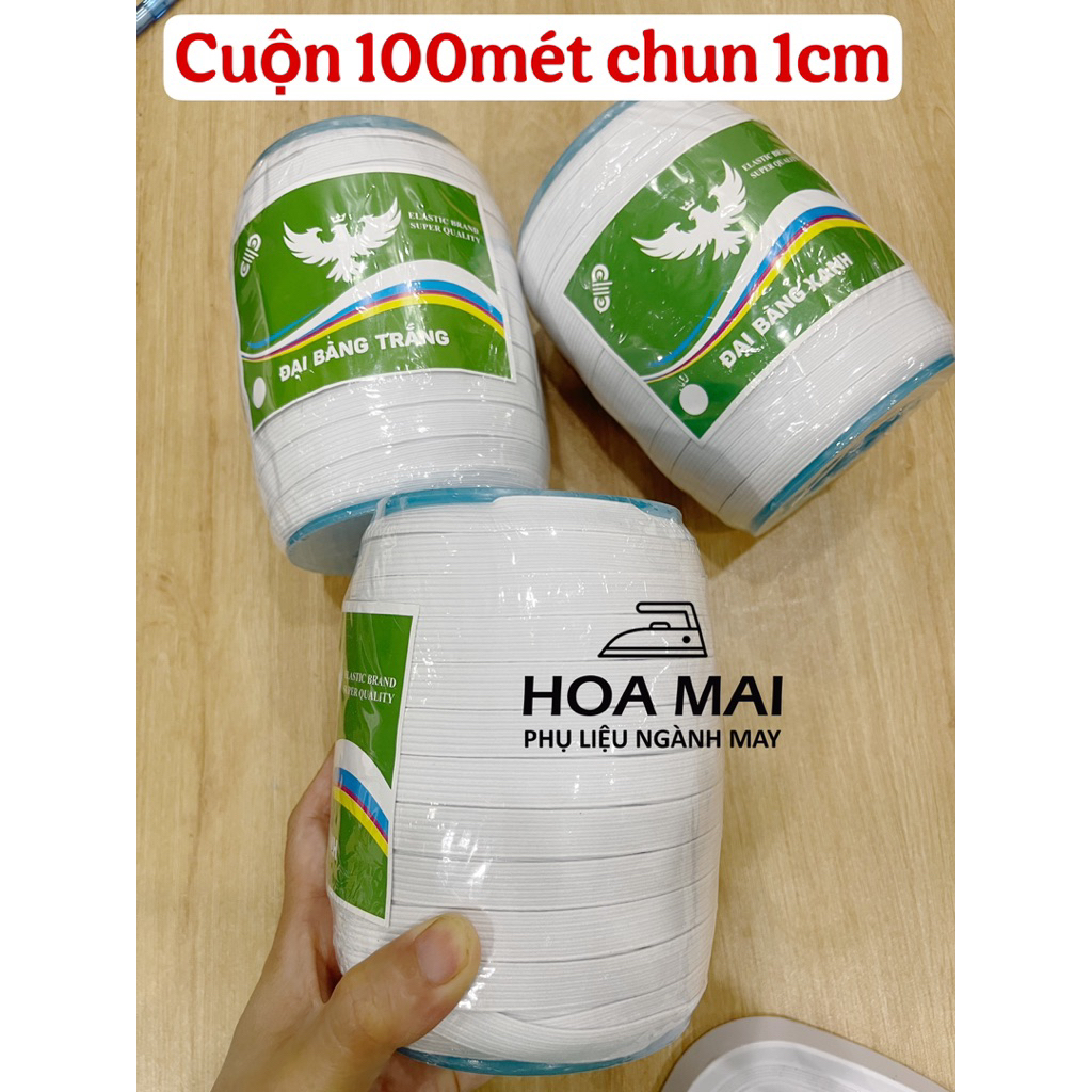 Cuộn 100mét chun 1cm co giãn tốt (chun quần trẻ em, cột tóc,turban...)