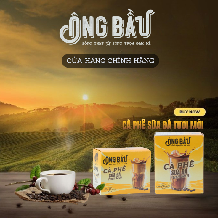 Cà Phê Sữa Đá Hòa Tan Ông Bầu - Hộp 240g / 10 gói lẻ