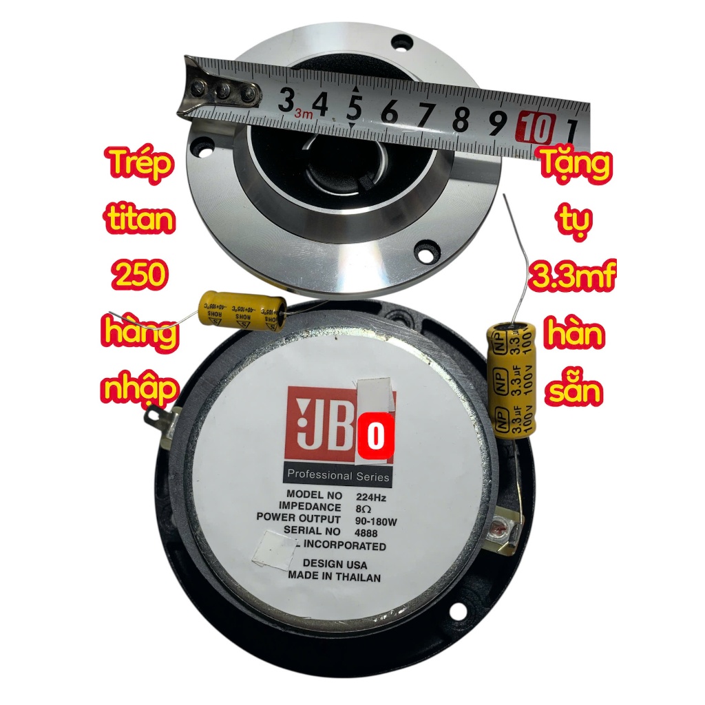 Loa treble titan 250 JB loại 3 lỗ vít - phi 70 côn 25mm - giá 1 cái - kèm tụ hàn sẵn