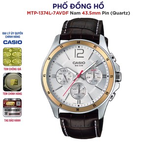 Đồng hồ nam dây da casio chính hãng anh khuê mtp-1374l-7avdf