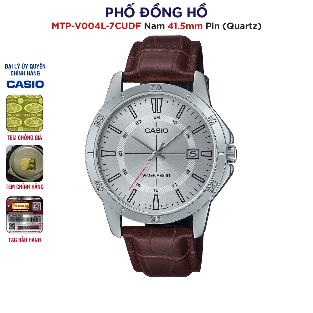 Đồng hồ nam dây da Casio Anh Khuê MTP-V004L-7CUDF chính hãng